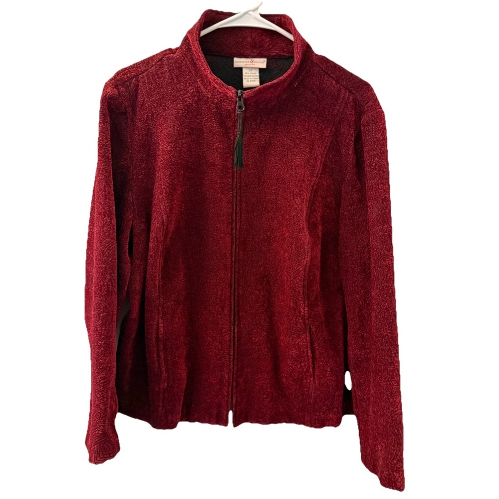 Preswick Moore 2X Burgundy Textured Jacket Womens Zip Career‎ Plus Size